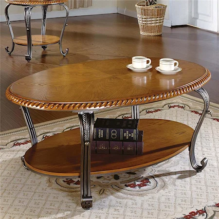 Cocktail Table with Metal Scrolled Legs